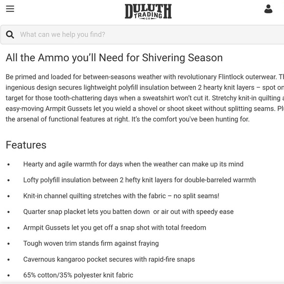 Duluth Trading Co Mens 2XL Tall Flintlock Quarter Snap Pullover Quilted Olive - Picture 6 of 7